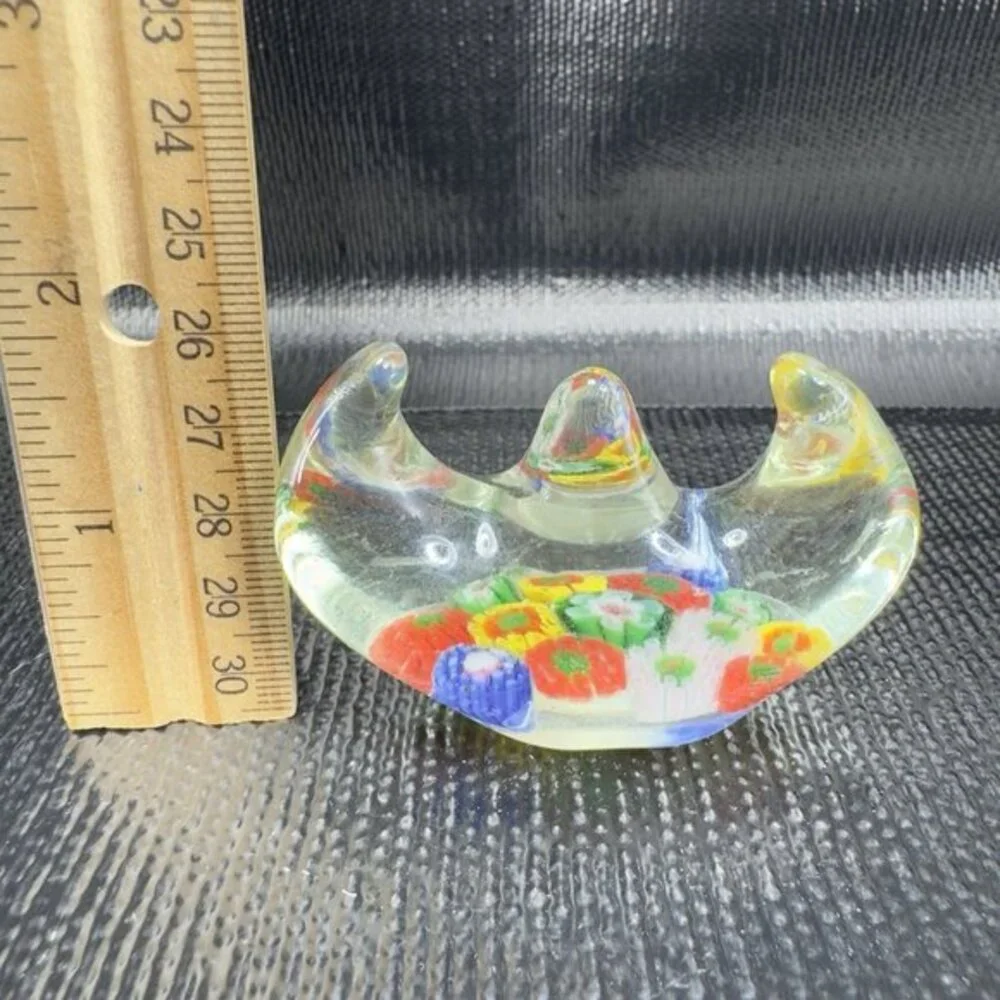 Vintage Chinese Art‎ Glass Holder Brush Pen Holder Millefiori Glass Figurine VTG